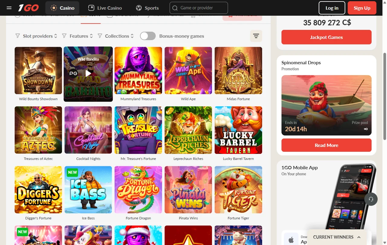 1Go Casino bonus terms and welcome offer details