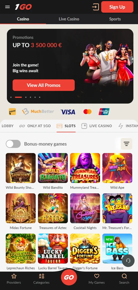 1Go Casino mobile play on smartphones and browsers