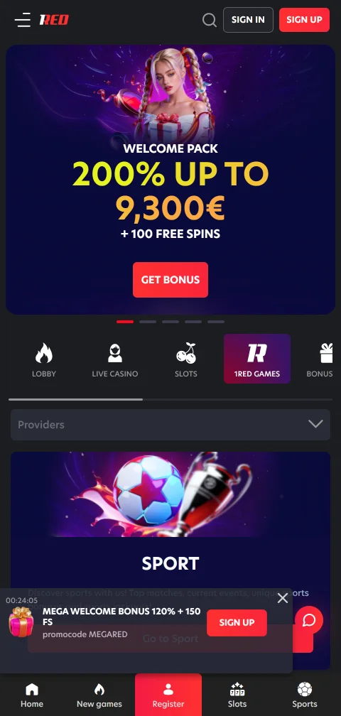 1Red Casino mobile gaming access on smartphones for Canada users