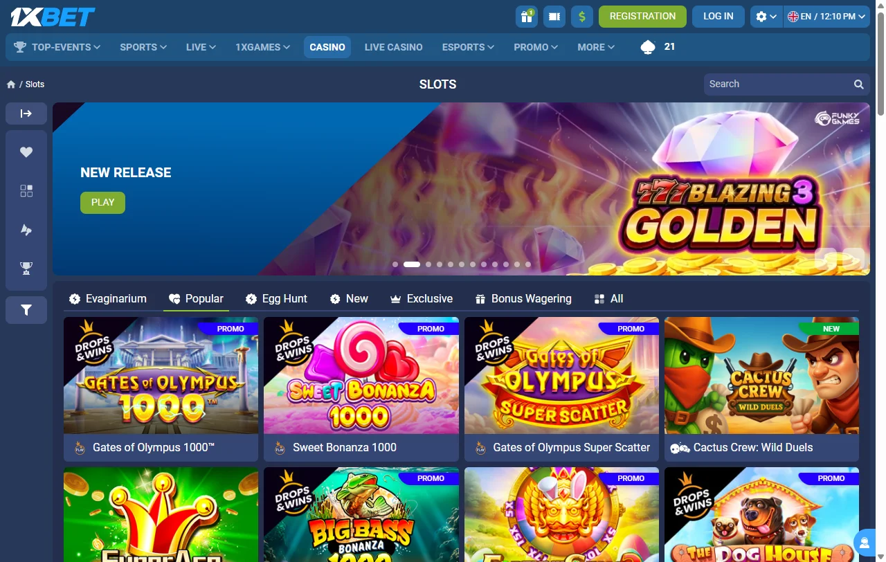 1xBet Casino games and live dealer selection for Canadian players