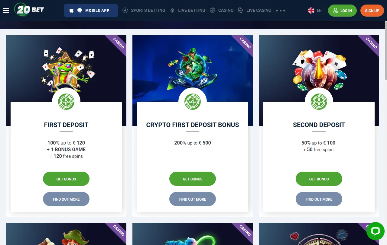 20bet Casino analysis of slots, live tables, and software depth