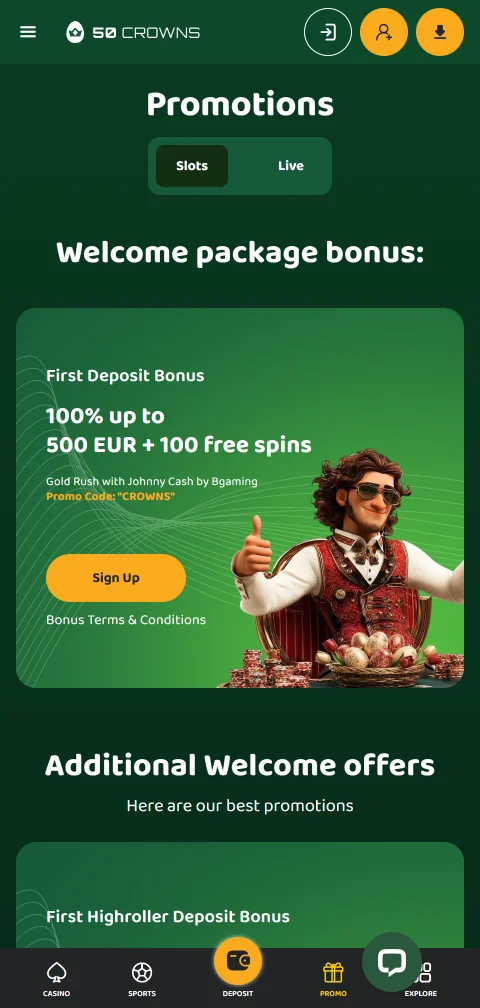 50 crowns Casino deposits, withdrawals, and payment methods