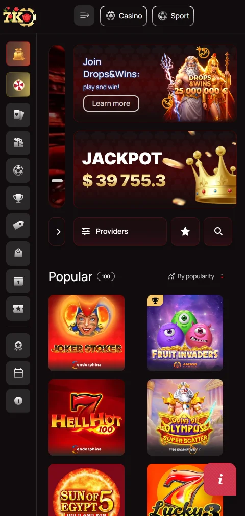 7k Casino mobile gaming experience on smartphones for Canadian users