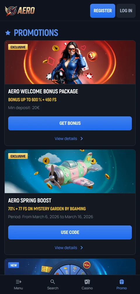 AeroBet Casino deposits, withdrawals and payment options for Canada