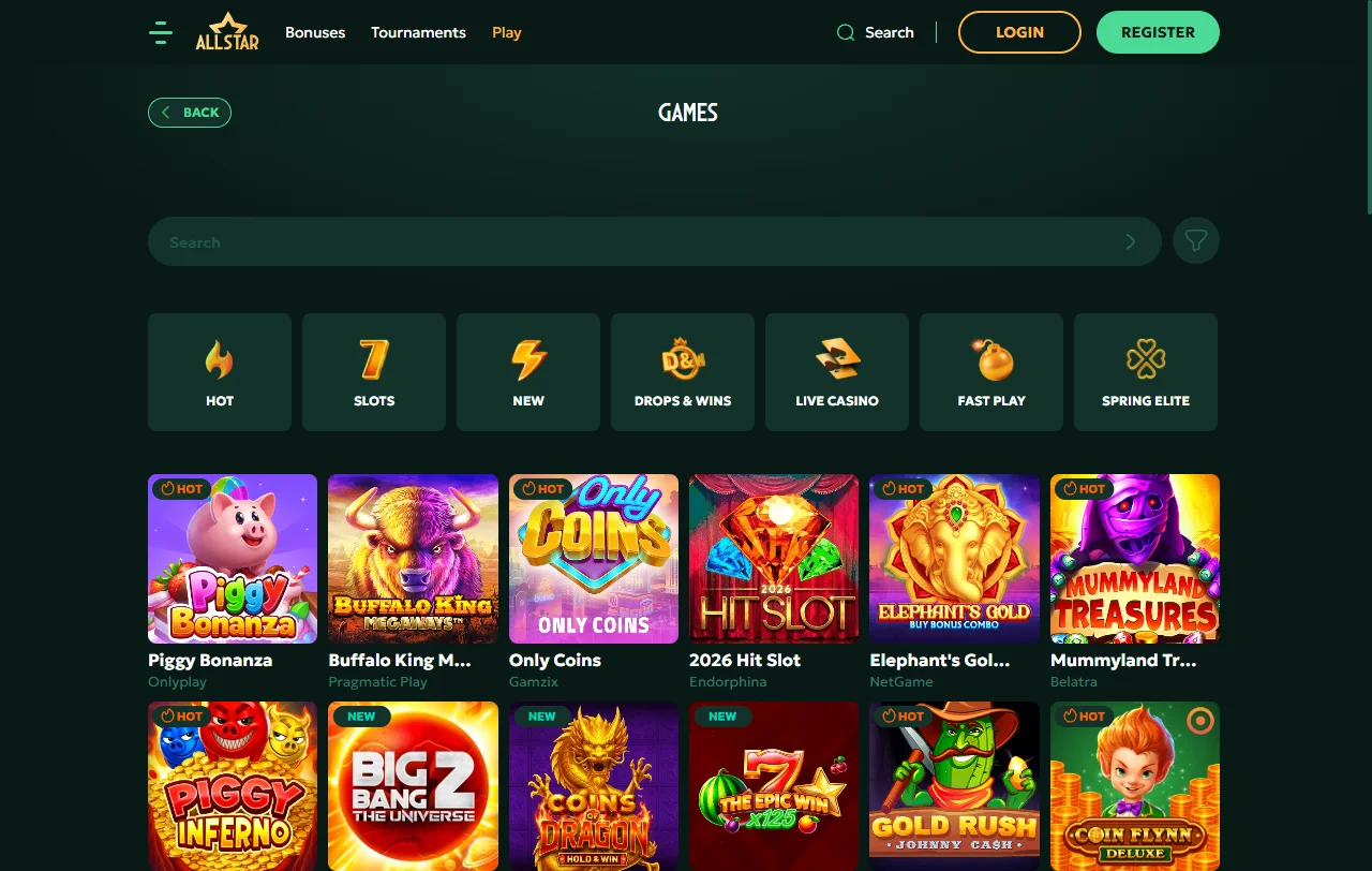 AllStar Casino welcome bonus and promotions summary