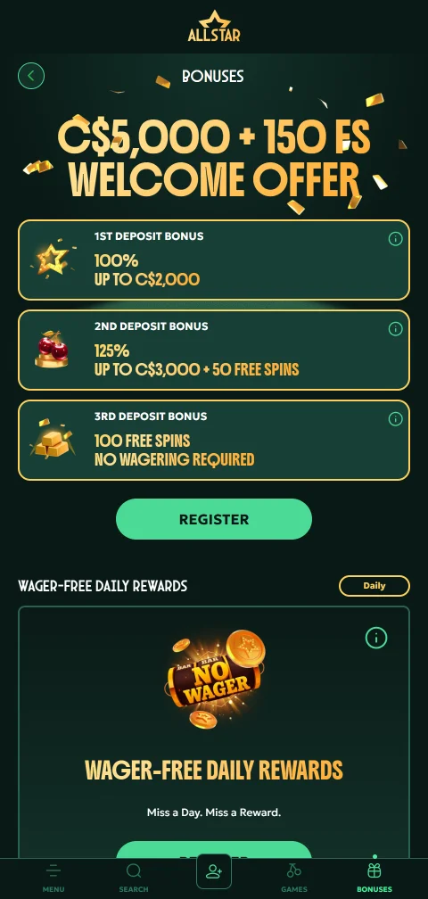 AllStar Casino payment methods and withdrawal options