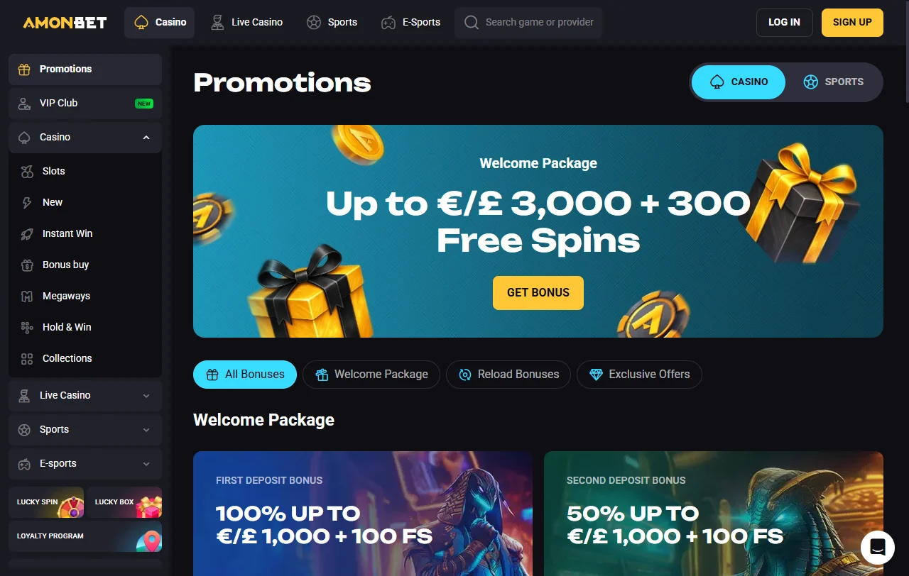 AmonBet Casino bonuses and welcome offer details