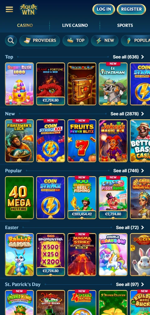 Aquawin Casino deposits, withdrawals, and payment options summary