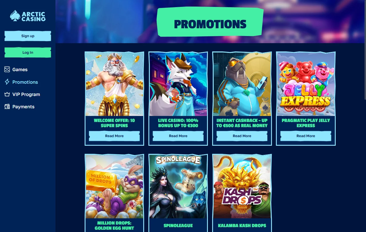 Arctic Casino bonuses and offers overview for cautious players