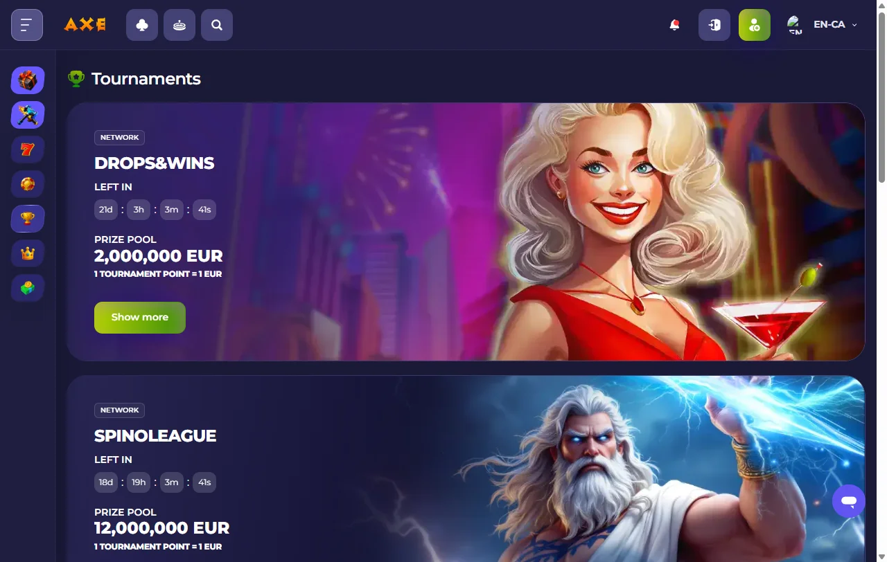 Axe Casino bonuses and welcome offer details for comparison