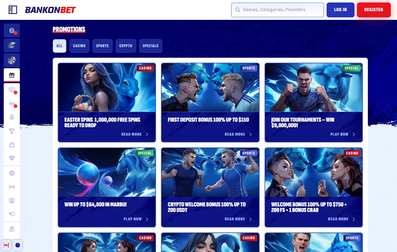 BankonBet Casino game library overview for slots, live tables, and variety
