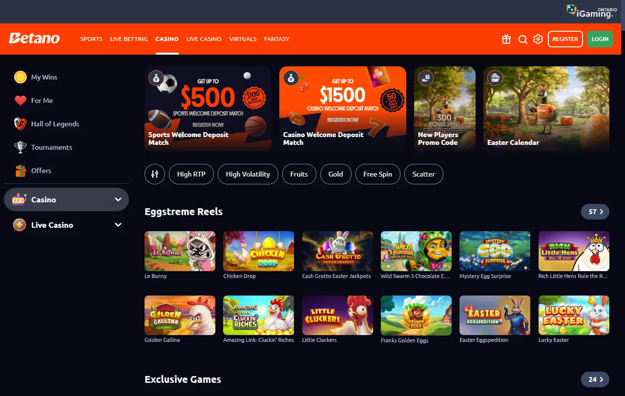 Betano Casino games and live dealer selection overview