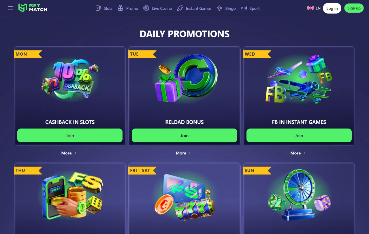 Betmatch Casino game library with slots and live casino focus