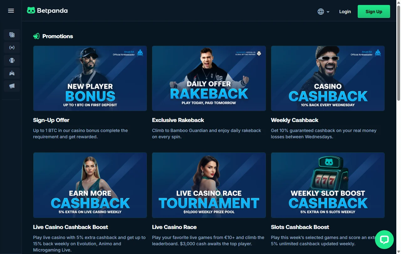 BetPanda Casino games library with slots and live entertainment