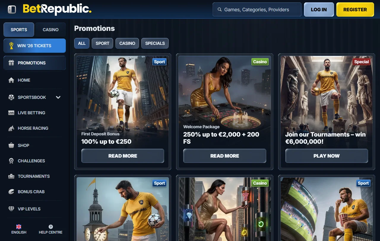 BetRepublic Casino welcome bonus and promotion details