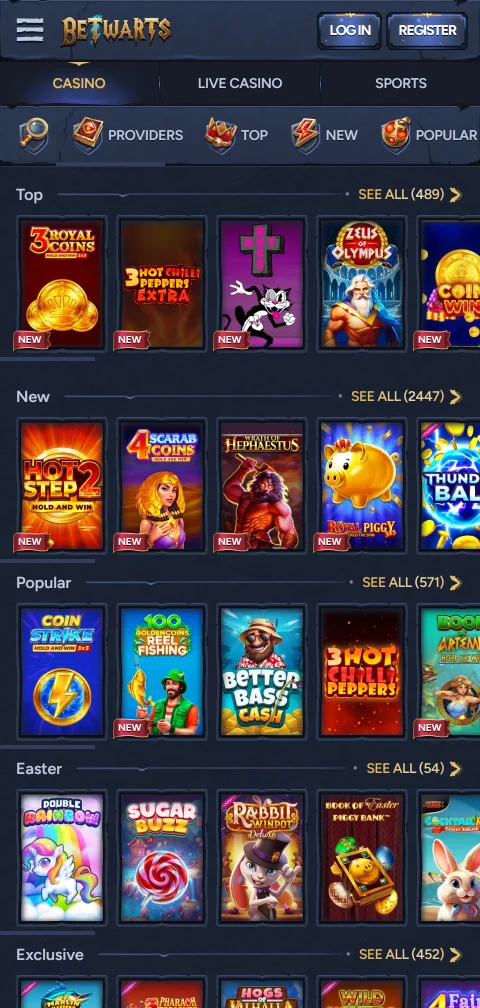 Betwarts Casino deposits and withdrawals with Canada payment methods