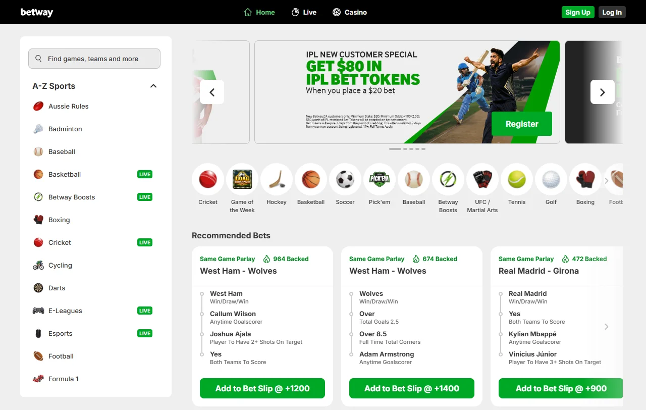 Betway Casino bonus terms and welcome offer summary