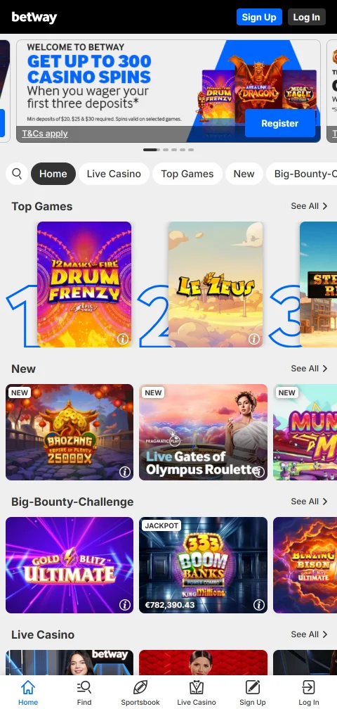 Betway Casino mobile access for Canadian players on the go