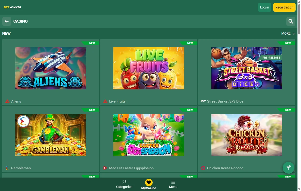 BetWinner Casino slots, live tables and game variety overview