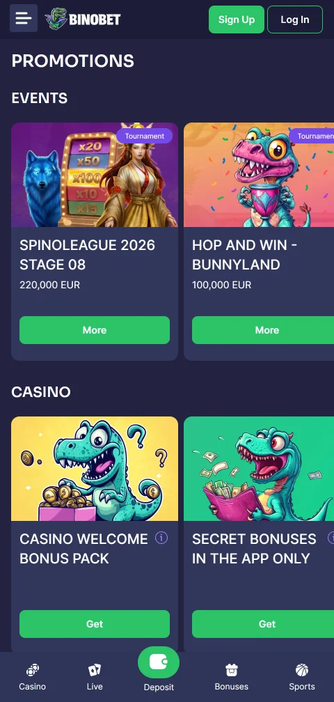 Binobet Casino deposits and withdrawals options for Canada