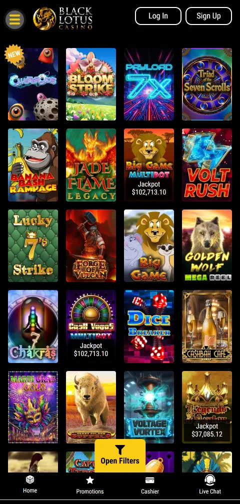 Black Lotus Casino banking overview with deposits and withdrawals