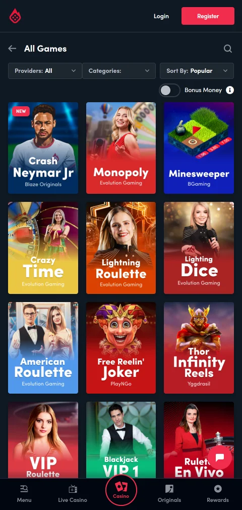 Blaze Casino deposits and withdrawals using Interac, cards, and crypto