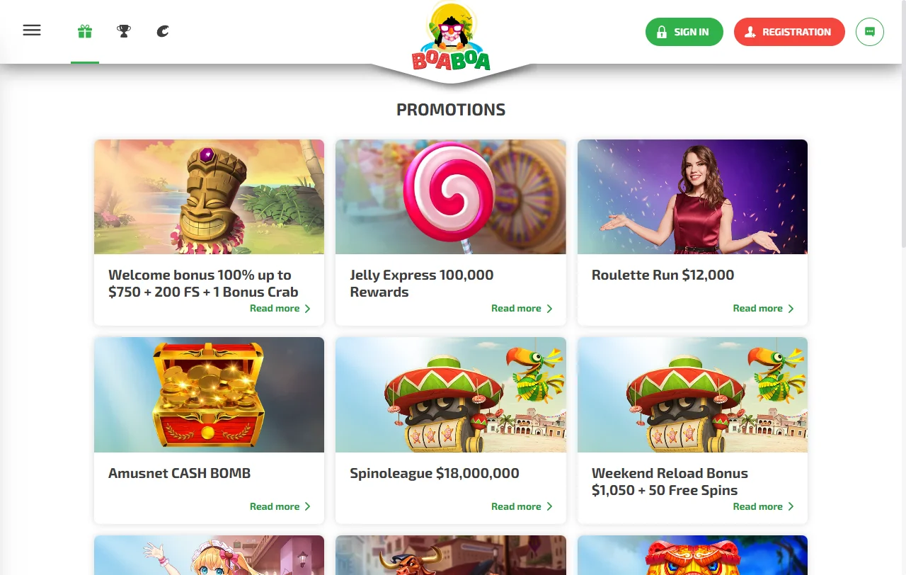 BoaBoa Casino games library with slots live dealer and table play