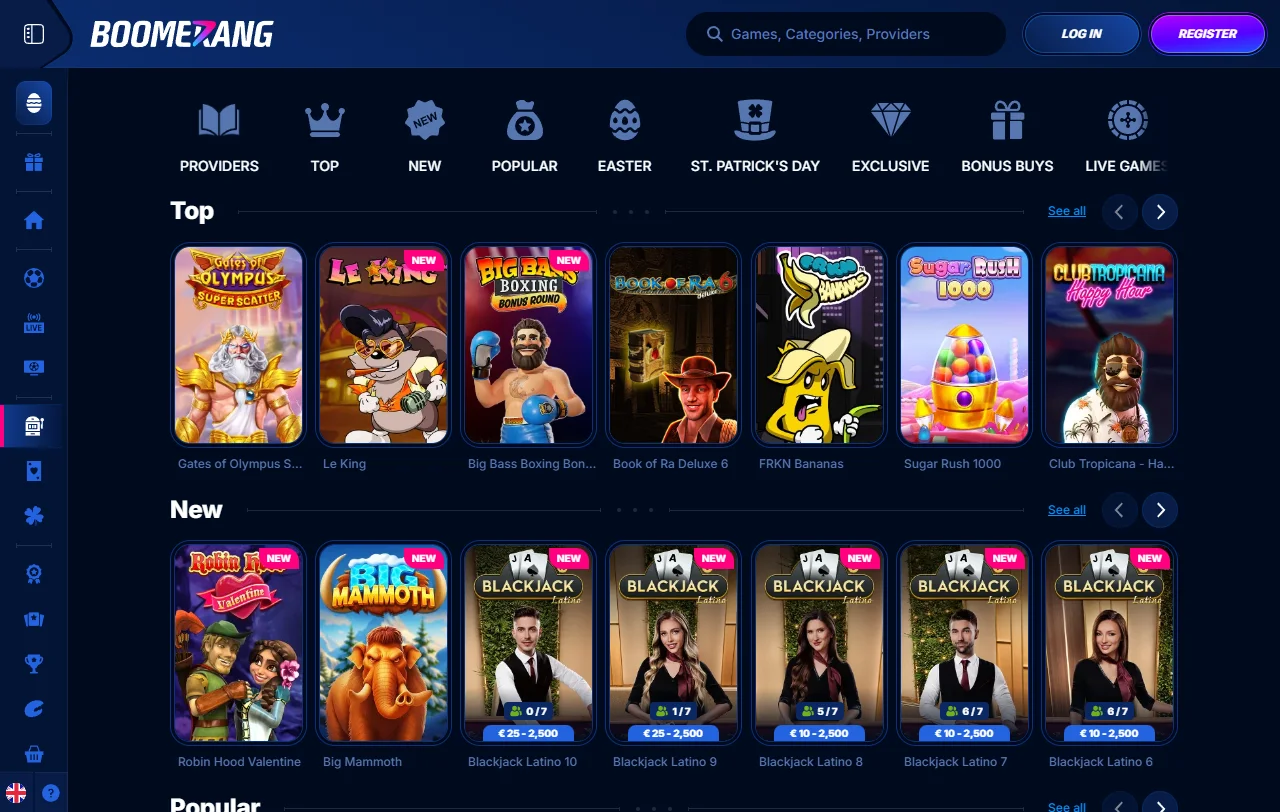 Boomerang Casino bonus offers and welcome package overview