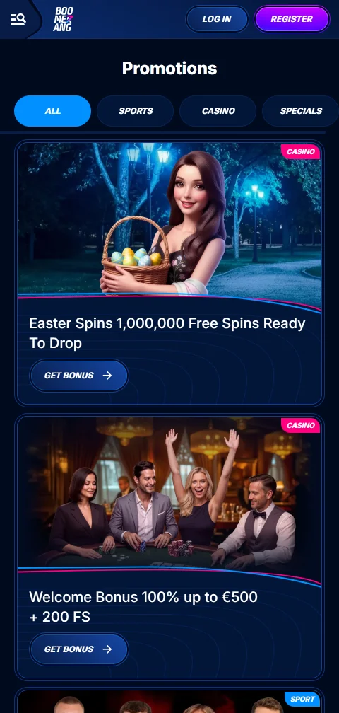 Boomerang Casino payments, deposits and withdrawals for Canada users