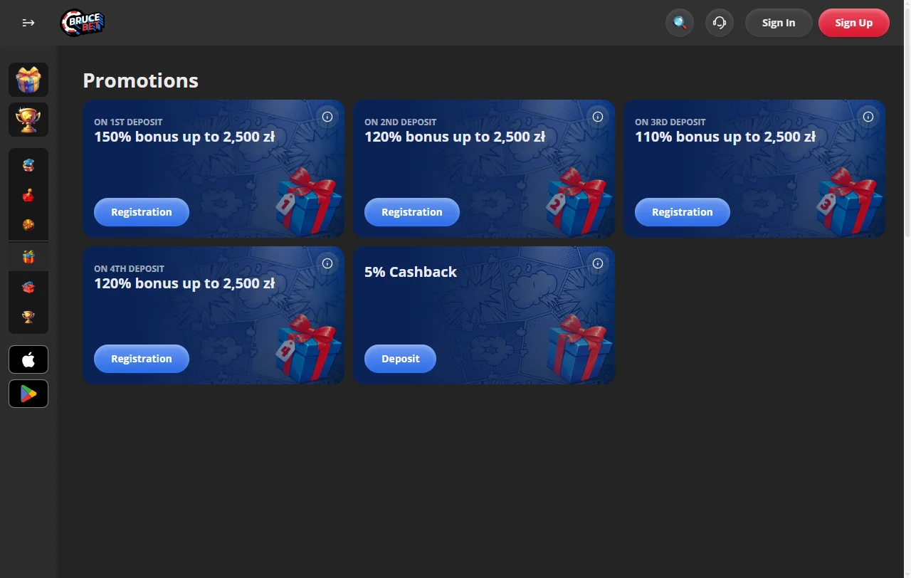 BruceBet Casino bonus terms and welcome offer details