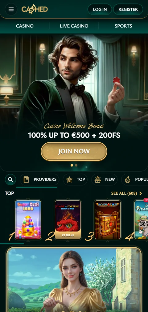 Cashed Casino mobile play on smartphones