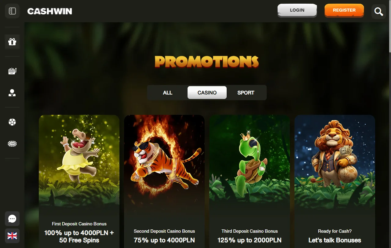 CashWin Casino bonus terms and welcome offer details for Canada