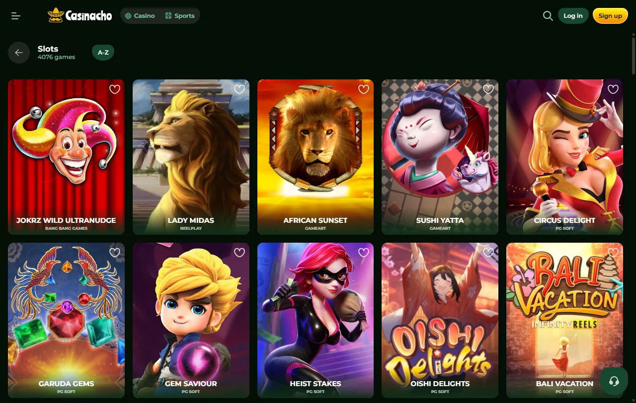 Casinacho Casino overview of slots, live tables, and software variety