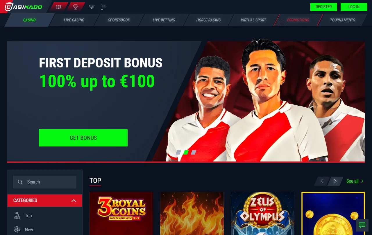 Casinado Casino slots live tables and game variety overview