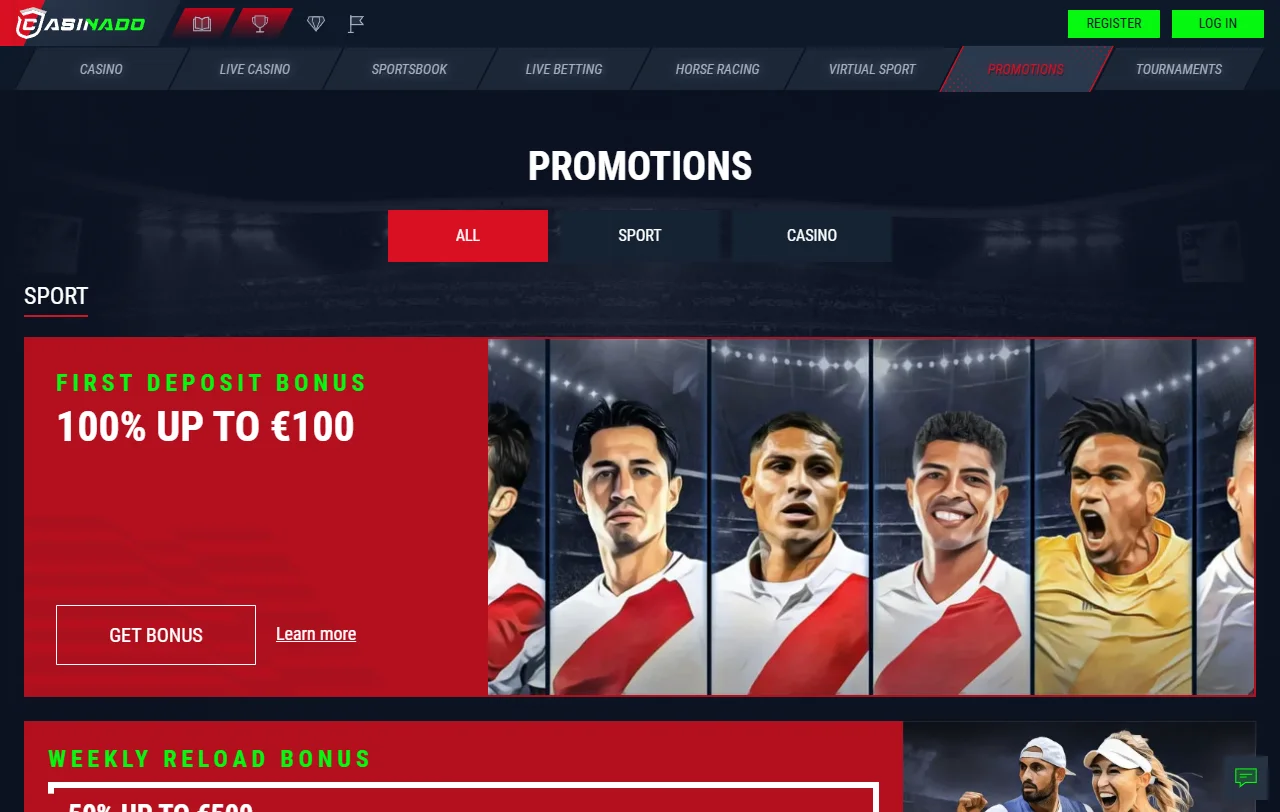 Casinado Casino welcome bonus terms and promotional structure