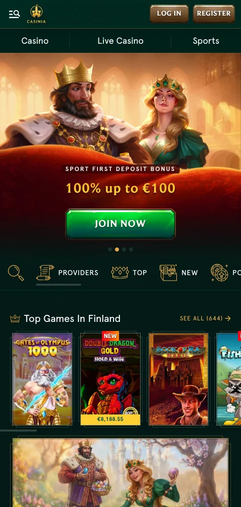 Casinia Casino mobile access for Canada players on browsers