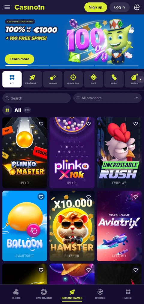 CasinoIn Casino mobile access for Canadian players on phones