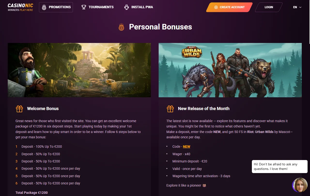 Casinonic Casino game selection and software range overview