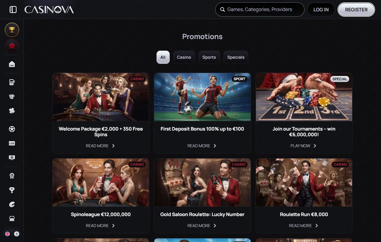 Casinova Casino bonus terms and promotion analysis