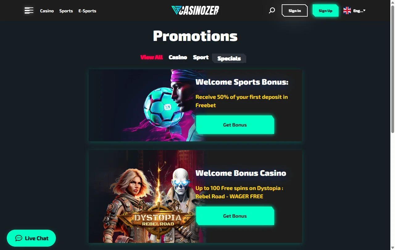 Casinozer Casino bonuses, promotions and welcome offer summary