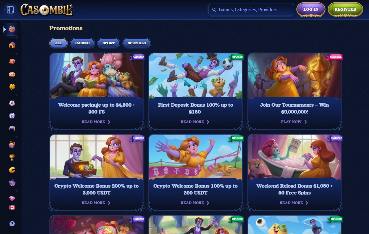 Casombie Casino welcome bonus terms and promotional overview
