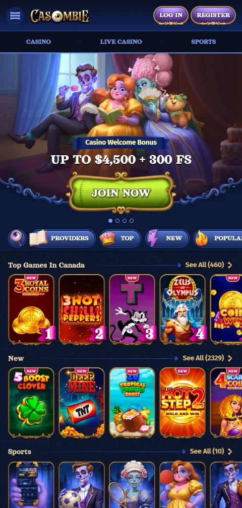 Casombie Casino mobile play on iPhone and Android devices