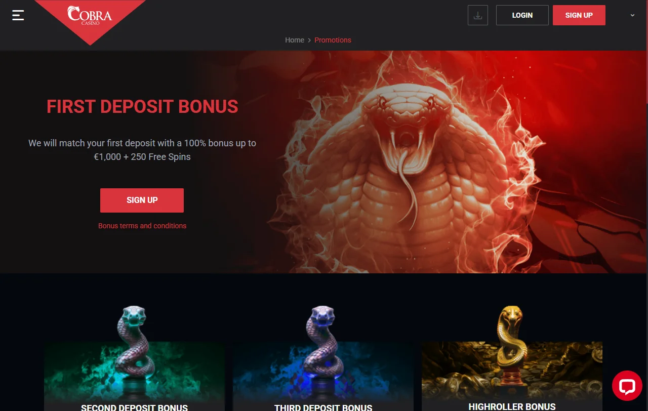 Cobra Casino games overview with slots, live dealer, and variety