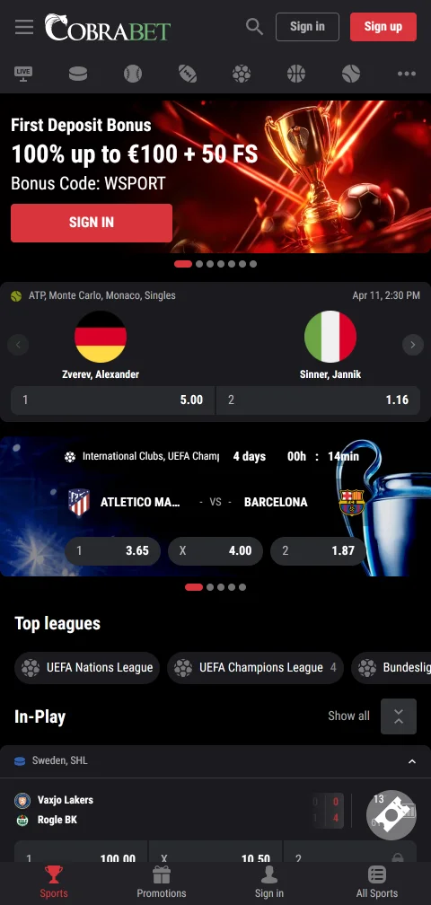 Cobra Casino mobile access for Canada players on phones and tablets