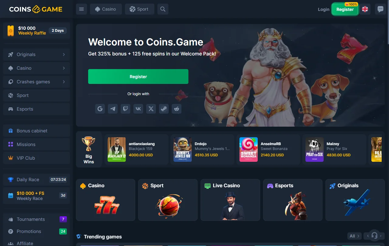 Coins Game Casino complete review for Canada players