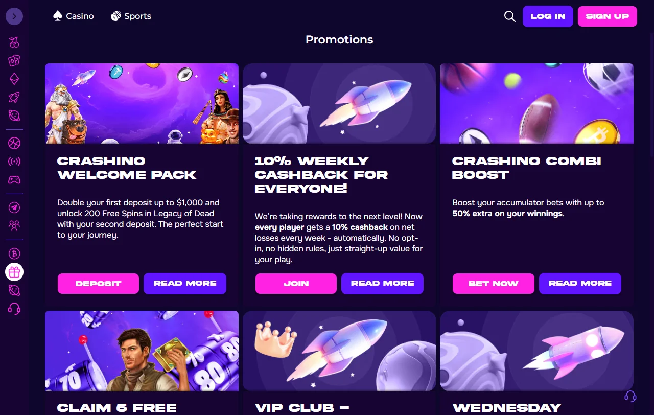 Crashino Casino game library review with slots, live tables, and providers