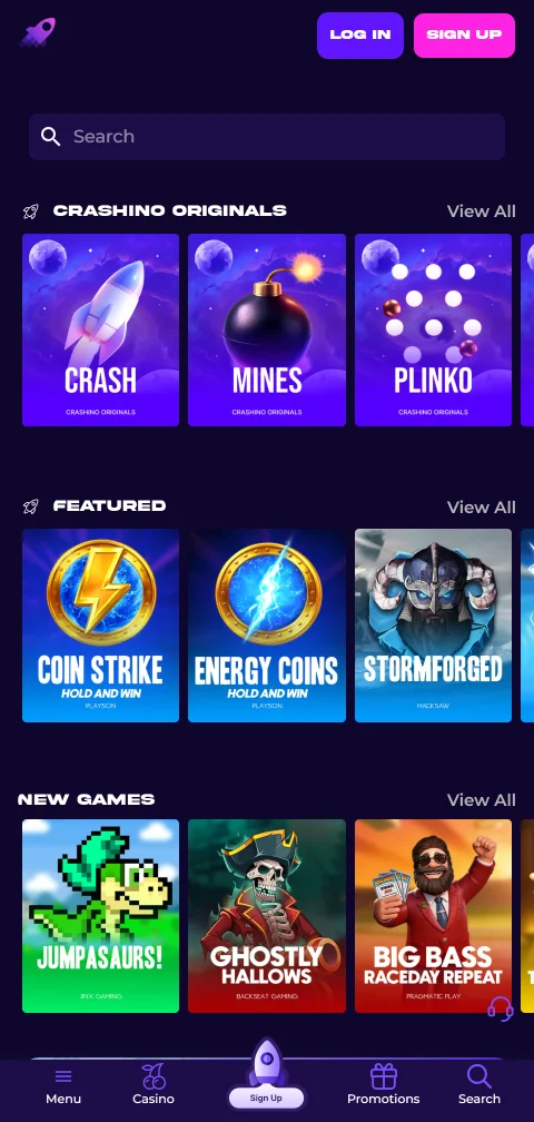 Crashino Casino mobile access for Canadian players on phones and tablets