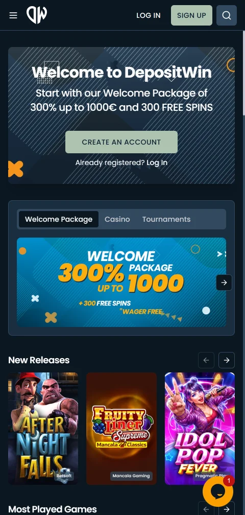 DepositWin Casino mobile access and browser play on Canadian devices