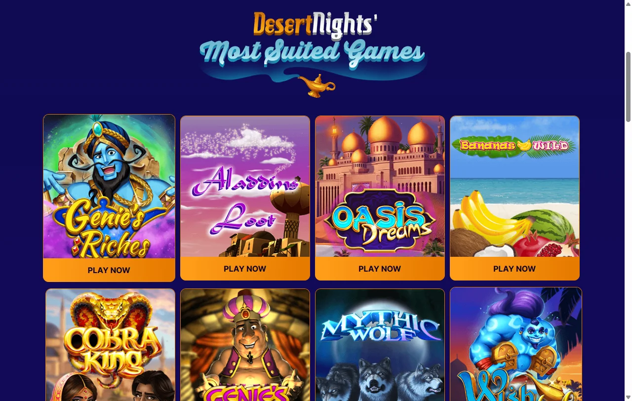 Desert Nights Casino games and live entertainment selection summary