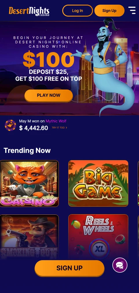 Desert Nights Casino mobile access and responsive play for Canada